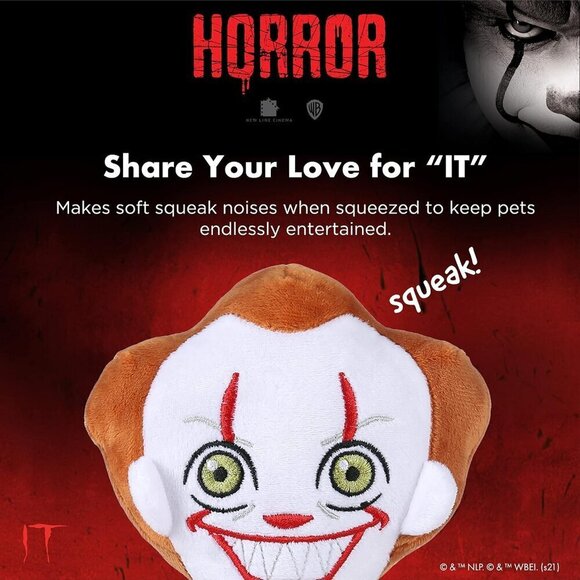 IT The Movie Pennywise Soft & Squeaky Plush Dog Toy - Picture 4 of 12